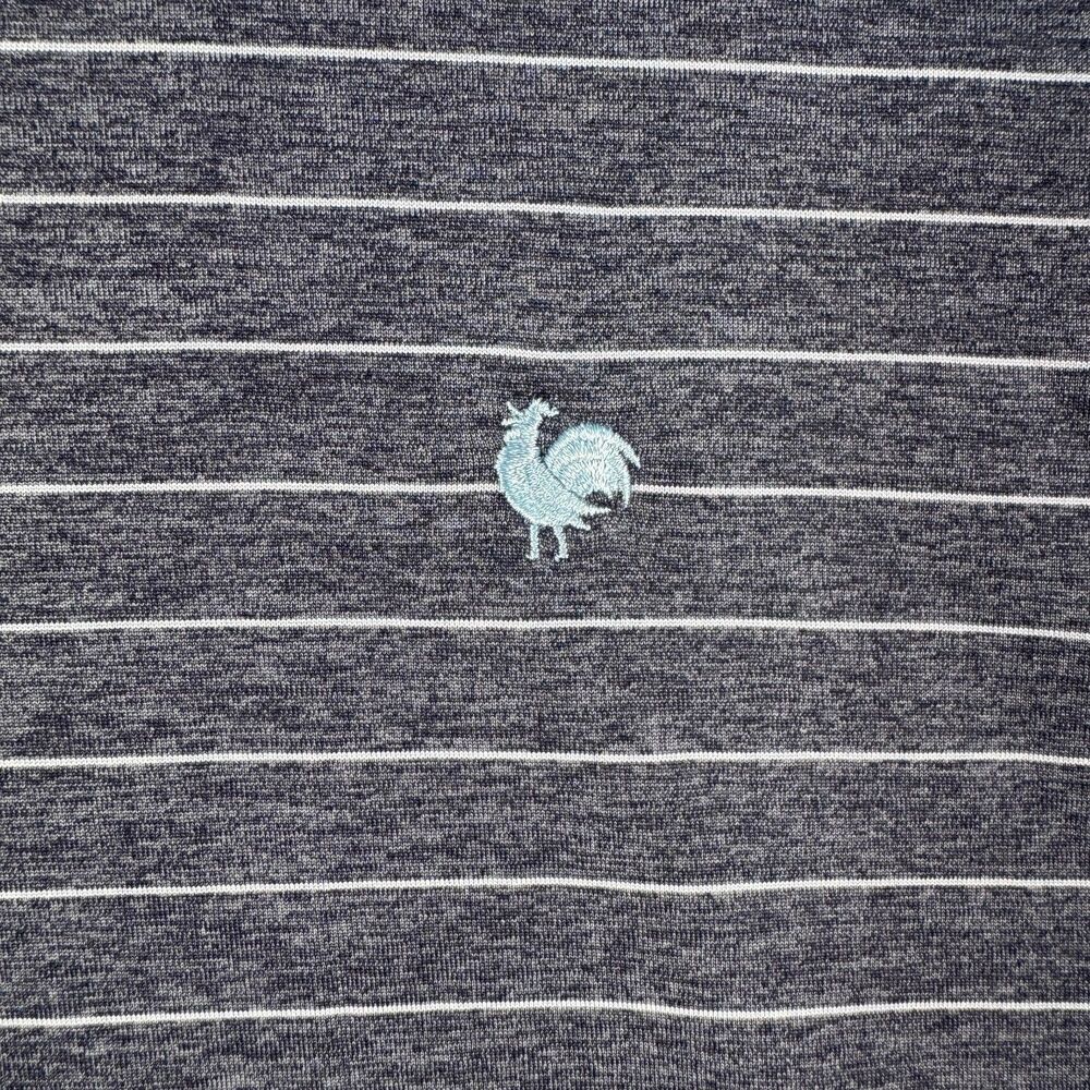 Peter Millar Crown Crafted Polo Shirt Mens Large Blue Silver Striped Embroidered
